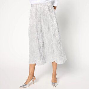 Joan Rivers Red Carpet Petite Pleated Metallic Midi Skirt - Size PXL a669239